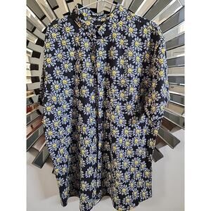 Molokai smiley flowers black extra extra large button up shirt